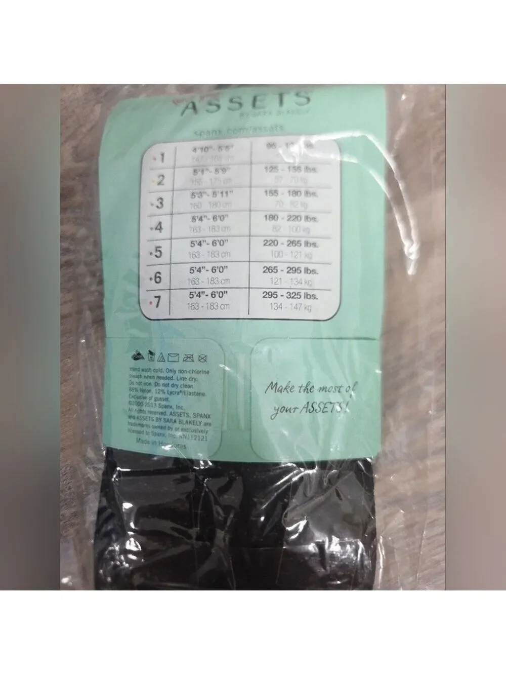 Assets by Sara Blakely Shaping Tights Textured Wish Bone Black Size 1 - New